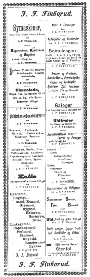 Annonsen er fra Fjeld-Ljom, febr. 1895.