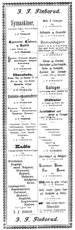 Annonsen er fra Fjeld-Ljom, febr. 1895. Annonsen er fra Fjeld-Ljom, febr. 1895.